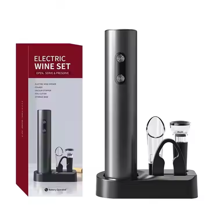 Battery Cordless Base Electric Black Color Wine Bottle Opener